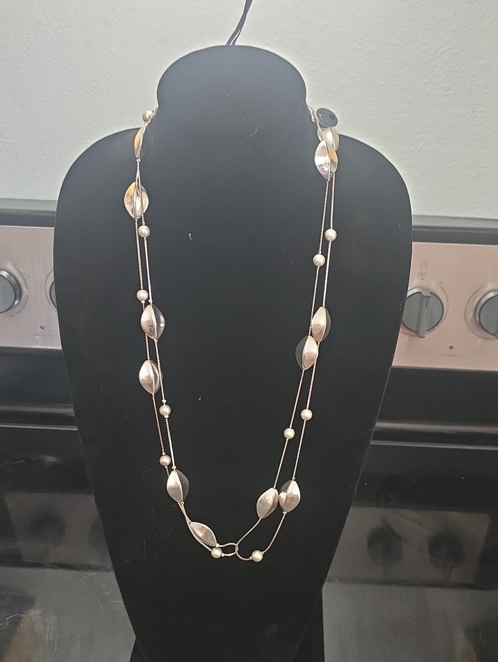 Silver-Tone Multi-Bead Double Strand Necklace